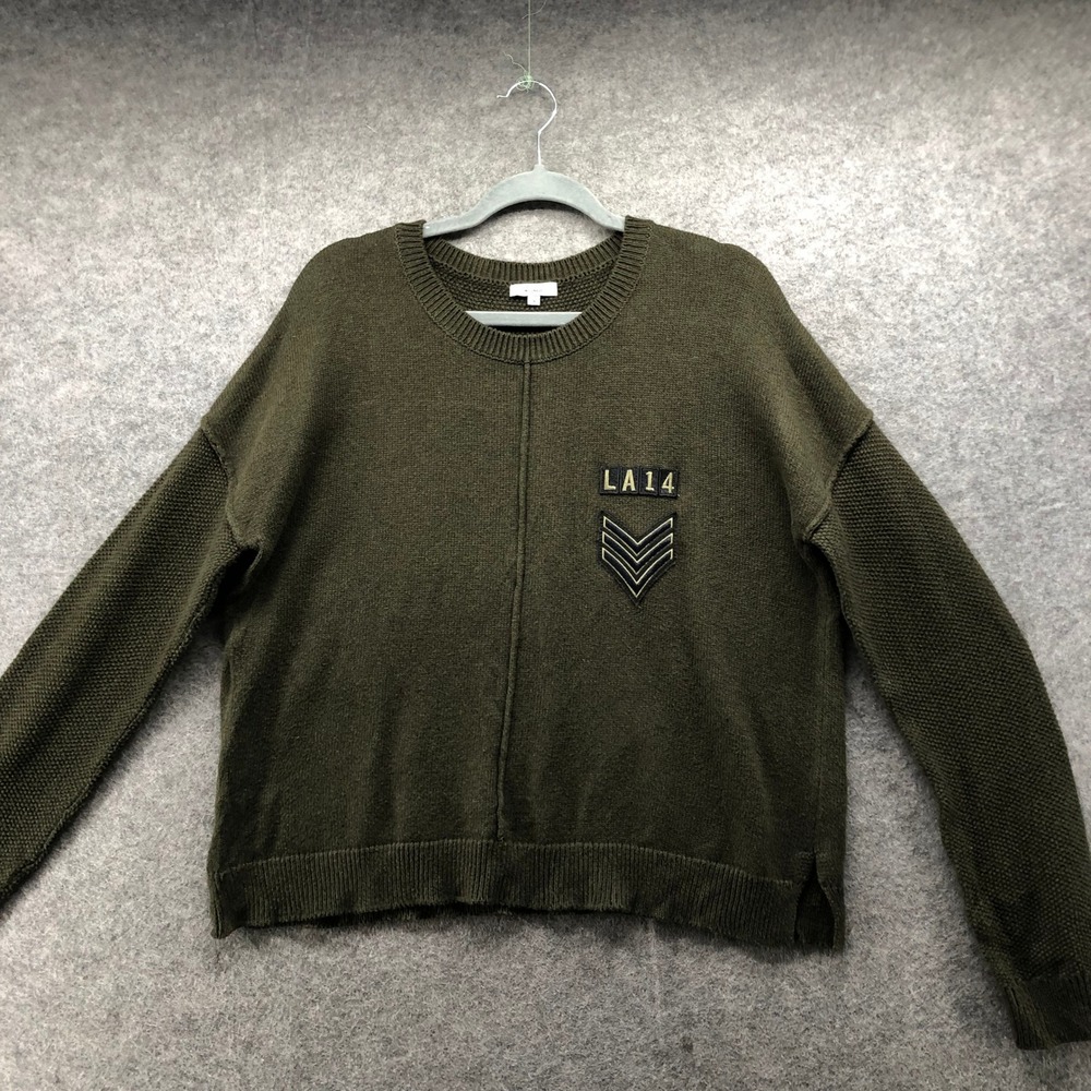 Rails Stafford Sweater Womens Large Olive Green Cotton Cashmere Military Patch - Picture 9 of 12